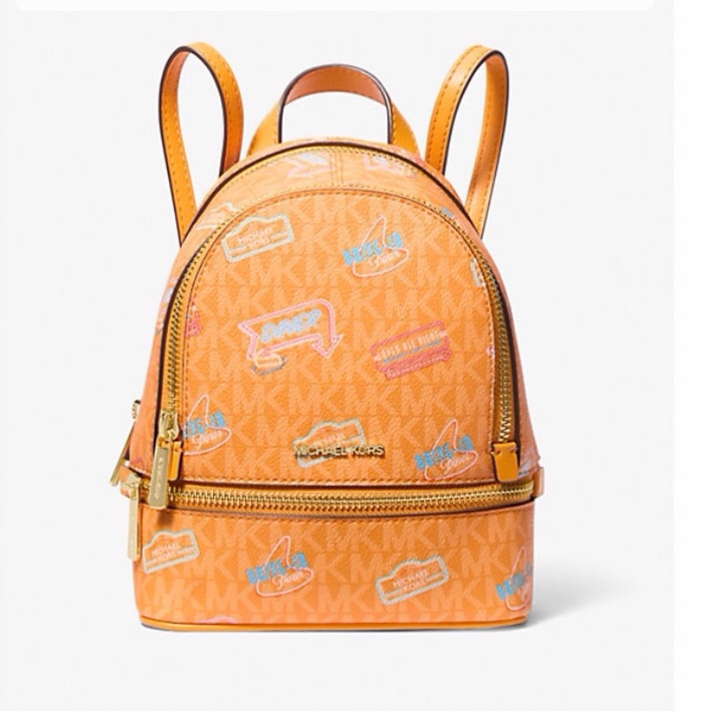 NWT Michael Kors Vibrant Orange Signature Logo Backpack